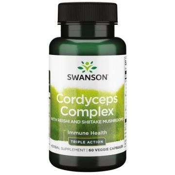Swanson Cordyceps Complex with Reishi and Shiitake Mushrooms Кордицепс комплекс с гъби Рейши и Шийтаке 600 мг х 60 капсули