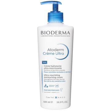 Bioderma Atoderm Ultra Успокояващ хидратиращ крем ултра  за лице и тяло с аромат 500 мл