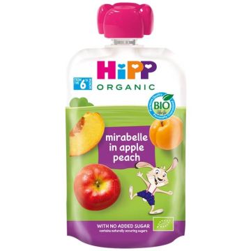 Hipp Organic забавна закуска със слива, ябълка и праскова 12М+ 100 г