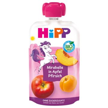 Hipp Organic Забавна закуска със слива, ябълка и праскова 12М+ 100 г