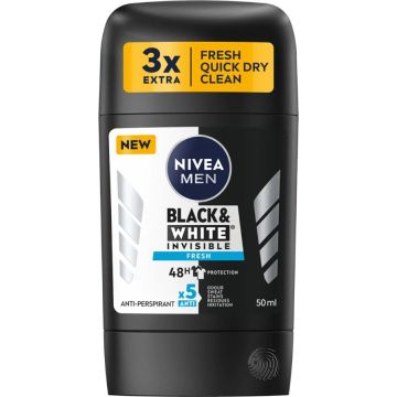 Nivea Men Black & White Invisible Fresh Дезодорант стик против изпотяване за мъже 50 мл