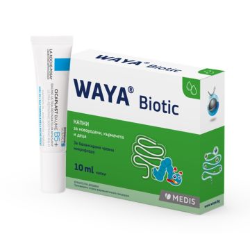 Waya Biotic Пробиотик Капки за бебета и деца 10 мл Medis + La Roche-Posay Cicaplast B5 Възстановяващ успокояващ балсам за бебета, деца и възрастни 15 мл Комплект