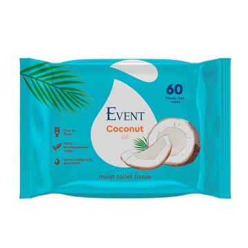 Event Биоразградими тоалетни мокри кърпи с кокосово масло х 60 броя