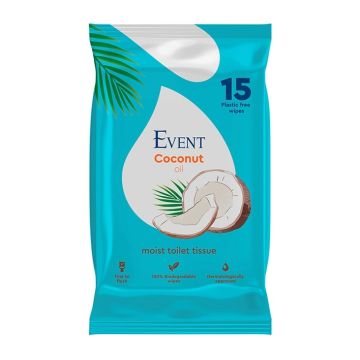 Event Биоразградими тоалетни мокри кърпи с кокосово масло х 15 броя