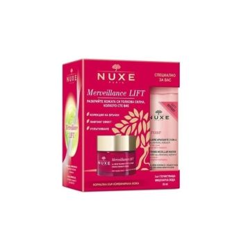 Nuxe Merveillance Lift Копринен крем за лице против бръчки с лифтинг ефект 50 мл + Nuxe Very Rose 3в1 Успокояваща мицеларна вода 50 мл Комплект