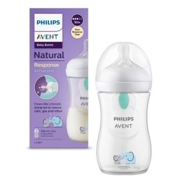 Avent Natural Response AirFree Шише с биберон с картинка за момче 1М+ 260 мл 