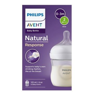 Avent Natural Response Бутилка с биберон с поток 2, 0-3М 125 мл
