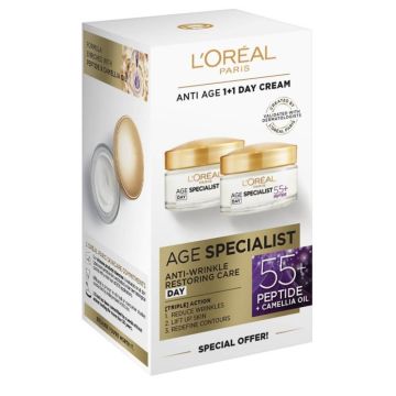 L’Oreal Age Specialist 55+ Възстановяващ дневен крем против бръчки 2 х 50 мл Комплект