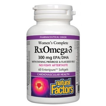 Natural Factors Women's Complete Rx Omega-3 поддържа сърдечно-съдовото здраве 1035 мг х 60 софтгел капсули
