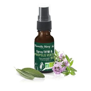 Spray Thym & Propolis Verte Bio Спрей за гърло с мащерка, зелен прополис и градински чай 20 мл Famille Mary