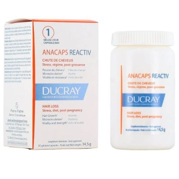 Ducray Anacaps Reactive Хранителна добавка срещу реактивен косопад х 30 капсули