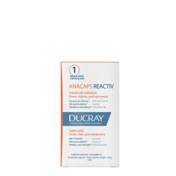 Ducray Anacaps Reactive Хранителна добавка срещу реактивен косопад х 30 капсули