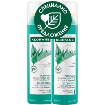 Klorane Сух шампоан с коприва за мазна коса 2 х 150 мл Комплект