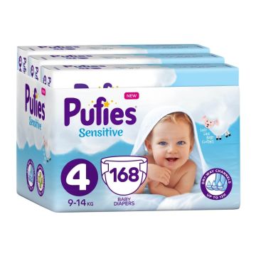 Pufies Sensitive 4 Maxi Бебешки Пелени 9-14 кг х 168 бр