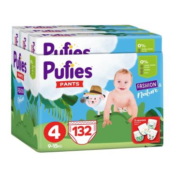 Pufies Pants Fashion & Nature 4 Maxi Пелени - гащички 9-15 кг х 132 бр