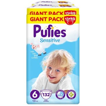 Пелени Pufies Sensitive 6 Extra Large 13+ кг х 132 бр