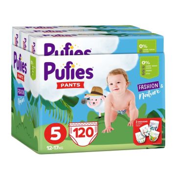 Pufies Pants Fashion & Nature 5 Junior Пелени - гащички 12-17 кг х 120 бр