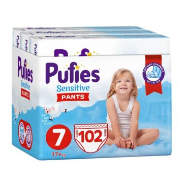 Pufies Sensitive Pants 7 ХXL Пелени - гащички 17+ кг х 102 бр