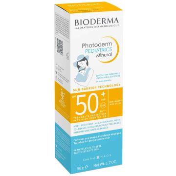 Bioderma Photoderm Pediatrics Mineral SPF50+ Слънцезащитен минерален крем за бебета и деца 50 г