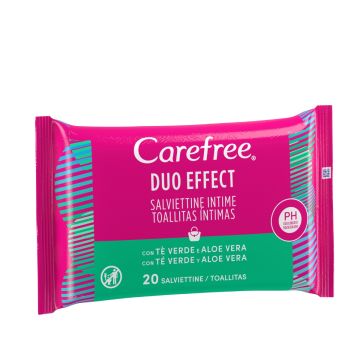 Carefree Duo Effect Интимни кърпички с алое вера и зелен чай х 20 бр