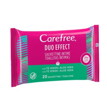 Carefree Duo Effect Интимни кърпички с алое вера и зелен чай х 20 бр