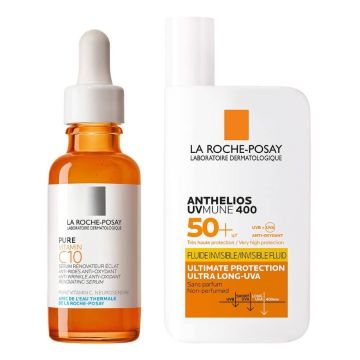 La Roche-Posay Pure Vitamin C Серум за лице с витамин С 30 мл + Anthelios UVMune 400 Слънцезащитен флуид за лице за чувствителна кожа SPF50+ 50 мл Комплект