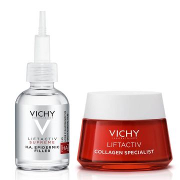 Vichy Liftactiv Supreme H.A. Epidermic Filler Серум за лице и очи 30 мл + Liftactiv Collagen Specialist Дневен крем за лице против бръчки за всеки тип кожа 50 мл Комплект