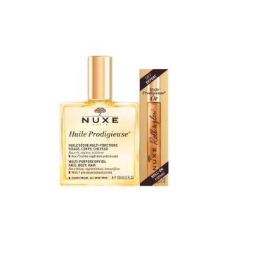 Nuxe Huile Prodigieuse Мултифункционално сухо олио 100 мл + Подарък: Nuxe Prodigieux Рол-он 8 мл Комплект