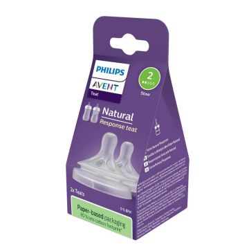 Avent Natural Response Силиконов биберон с бавен поток 0-3М х 2 бр