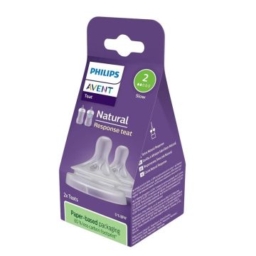 Avent Natural Response Силиконов биберон с бавен поток 2, 0-3М х 2 бр