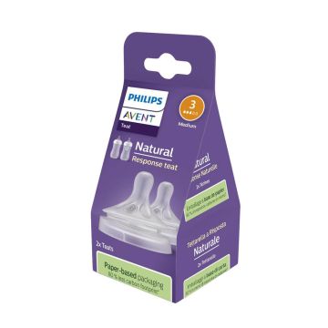 Avent Natural Response Силиконов биберон със среден поток 3-6М х 2 бр
