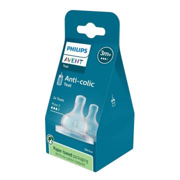 Avent Anti-colic Medium Биберон за бебета със среден поток 3М+ x 2 бр