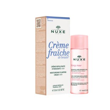 Nuxe Crеme Fraiche de Beaute Хидратиращ уплътняващ крем за лице за нормална кожа 30 мл + Nuxe Very Rose 3в1 Успокояваща мицеларна вода 50 мл Комплект