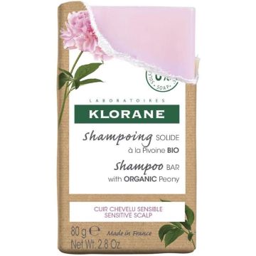 Klorane Твърд шампоан за чувствителен скалп с органичен божур 80 гр