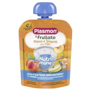 Plasmon Nutrimune Плодова закуска с праскова и йогурт за деца 6М+ x 85 грама