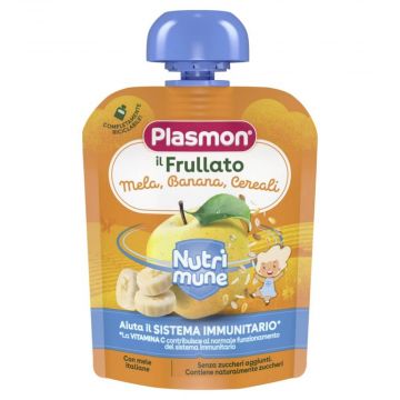 Plasmon Nutrimune Плодова закуска с ябълка, банан и мюсли за деца 6М+ x 85 грама