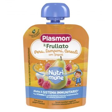 Plasmon Nutrimune Плодова закуска с круша, малина и мюсли за деца 8М+ x 85 грама