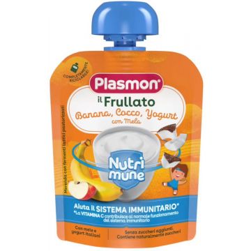Plasmon Nutrimune Плодова закуска с банан, кокос и йогурт за деца 8М+ x 85 грама
