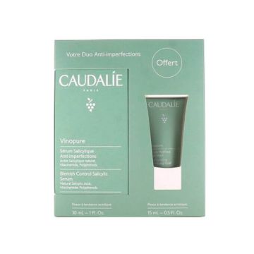Caudalie Vinopure Салицилов серум против несъвършенства 30 мл + Caudalie Vinopure Хидратиращ матиращ флуид 15 мл Комплект