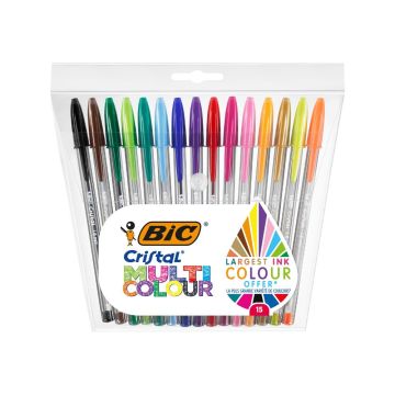 BIC Комплект цветни химикалки Cristal Large 15 цвята микс