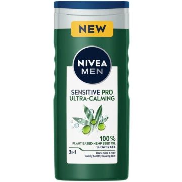 Nivea Men Sensitive Pro Ultra-Calming Душ гел за мъже за тяло, лице и коса 250 мл
