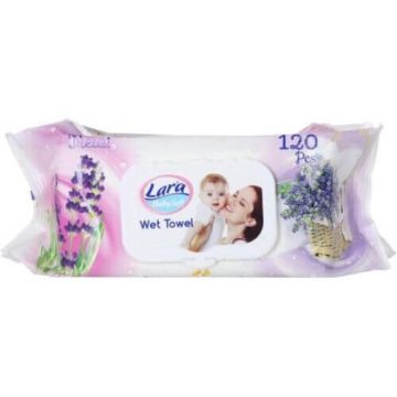 Lara Мокри кърпички с пластмасов капак лавандула х 120 броя