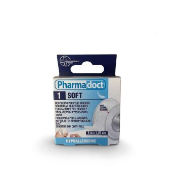 Pharmadoct Soft Хипоалергенен лейкопласт за чувствителна кожа 5 м х 1,25 см 