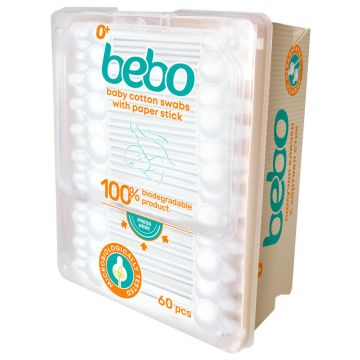 Bebo Клечки за уши с ограничител 100% биоразградими х 60 бр