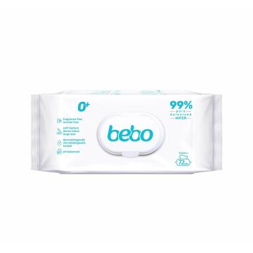 Bebo Влажни кърпички с 99% вода с капак х 72 бр