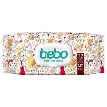 Bebo Влажни кърпички с лайка и капак х 72 бр