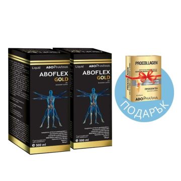 AboPharma Aboflex Gold сироп за стави 2 х 500 мл + Подарък: Procollagen за кости, стави, сухожилия и кожа х 30 таблетки Комплект