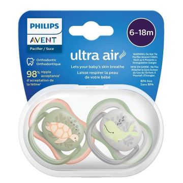 Avent Ultra Air Ортодонтична залъгалка с кутийка 6-18М кит х 2 броя 