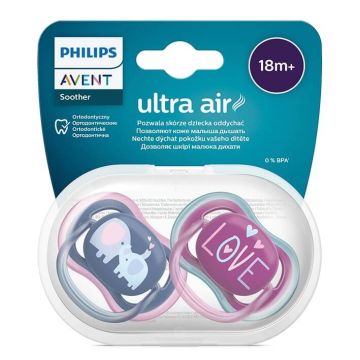 Avent Ultra Air Ортодонтична залъгалка с кутийка18+М love х 2 броя 