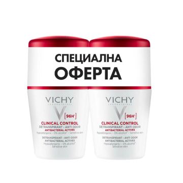 Vichy Clinical Control Дезодорант рол-он против изпотяване 96 часа 2 x 50 мл Комплект